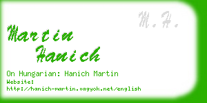 martin hanich business card